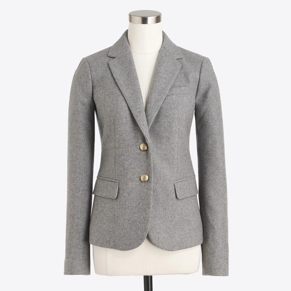 J. Crew Women's Gray Mercantile Wool Blend Schoolboy Blazer Jacket Size 6